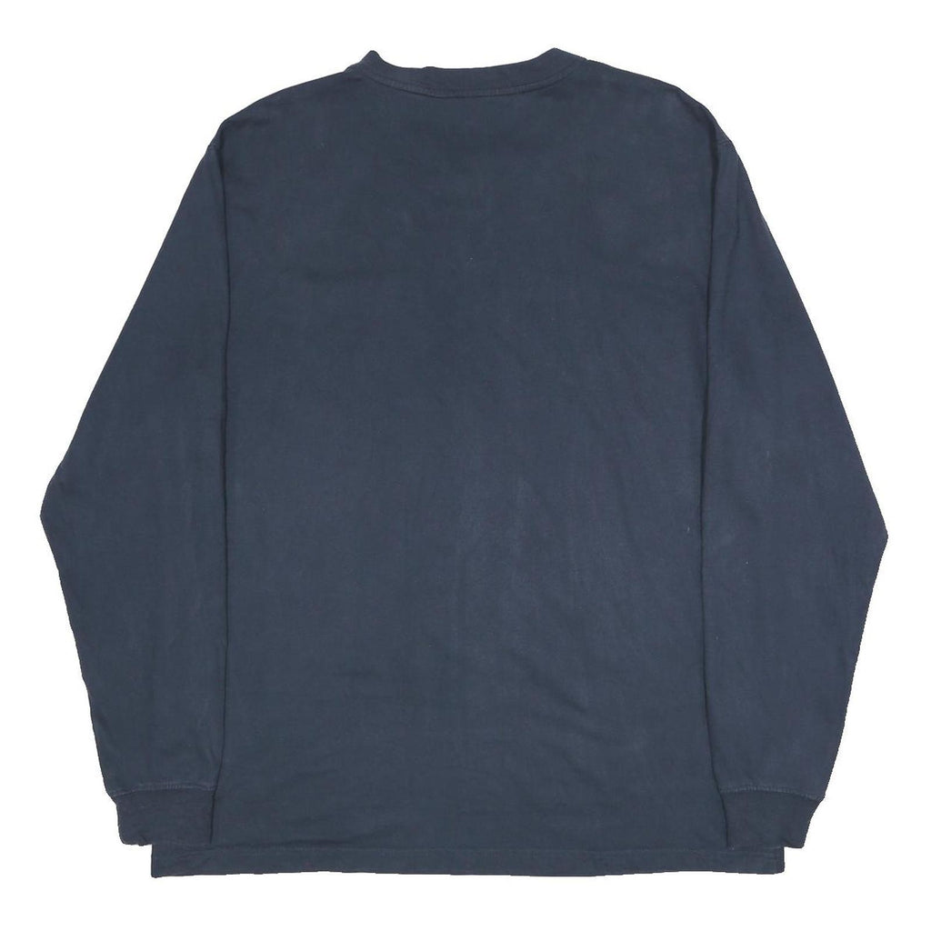 CARHARTT Mens Blue Loose Long Sleeve Henley Neck Logo Pocket L