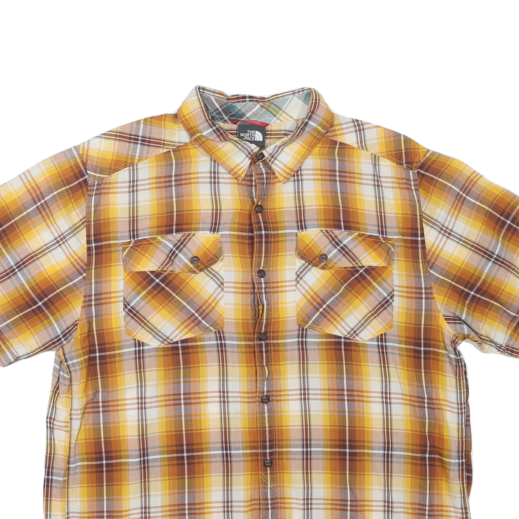 THE NORTH FACE Mens Yellow & Brown Checked Shirt L Casual Cotton Blend Button Up