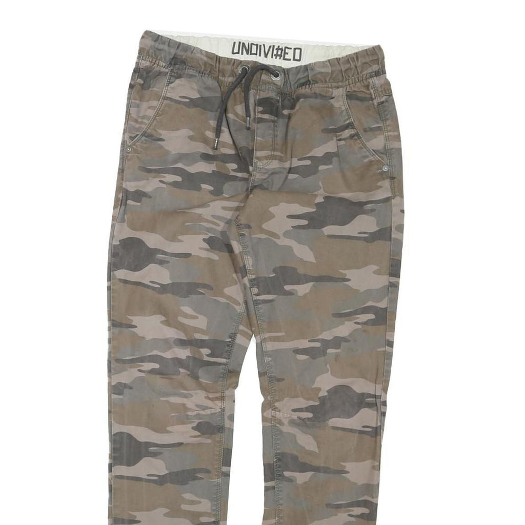 UNDIVIDED Mens Cotton Blend Camouflage Regular Fit Drawstring W30 L28 Trousers
