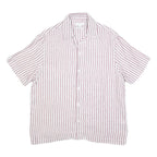 REISS Mens Pink & White Stripe Linen Shirt L Lightweight Summer Casual