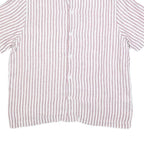 REISS Mens Pink & White Stripe Linen Shirt L Lightweight Summer Casual