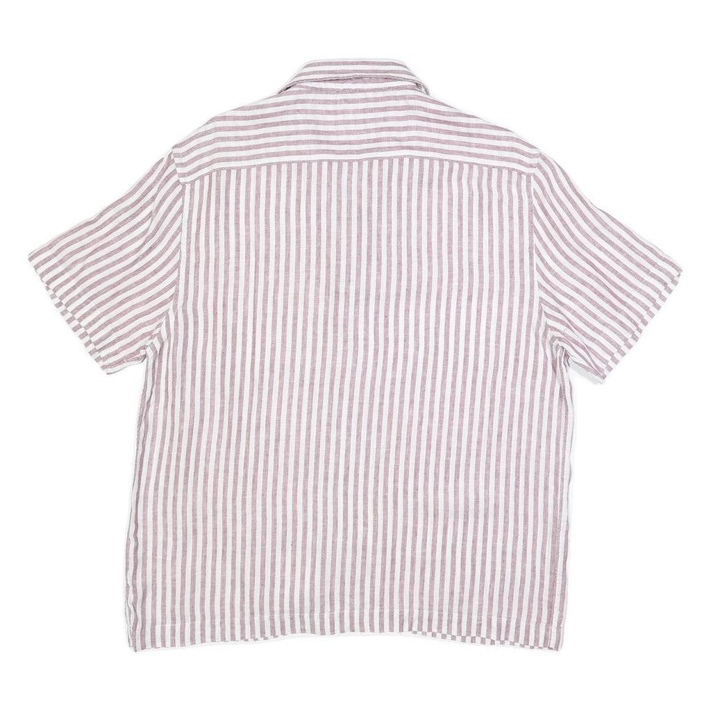 REISS Mens Pink & White Stripe Linen Shirt L Lightweight Summer Casual