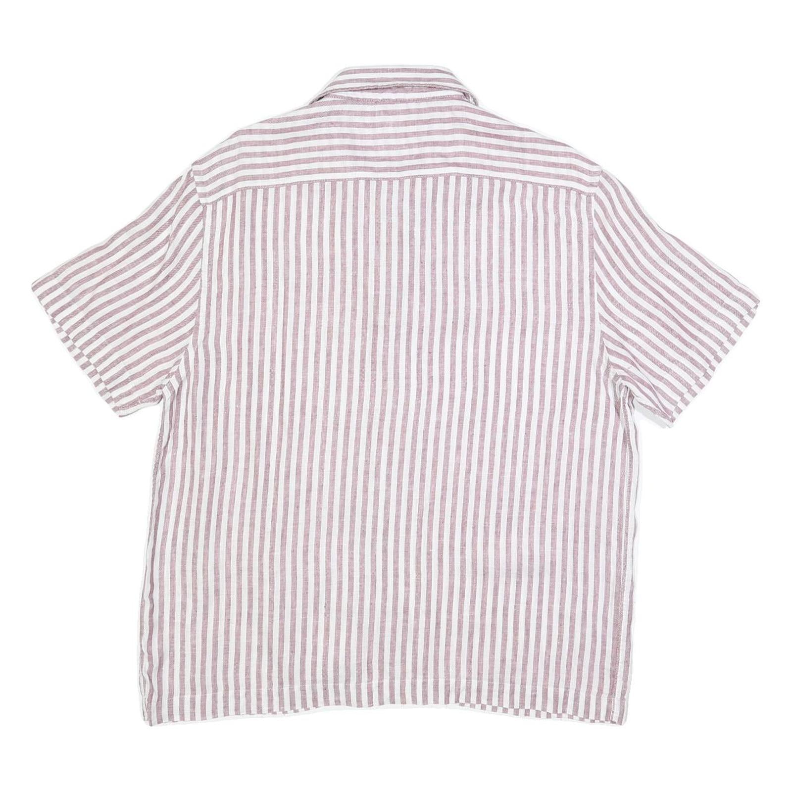 REISS Mens Pink & White Stripe Linen Shirt L Lightweight Summer Casual