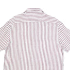 REISS Mens Pink & White Stripe Linen Shirt L Lightweight Summer Casual