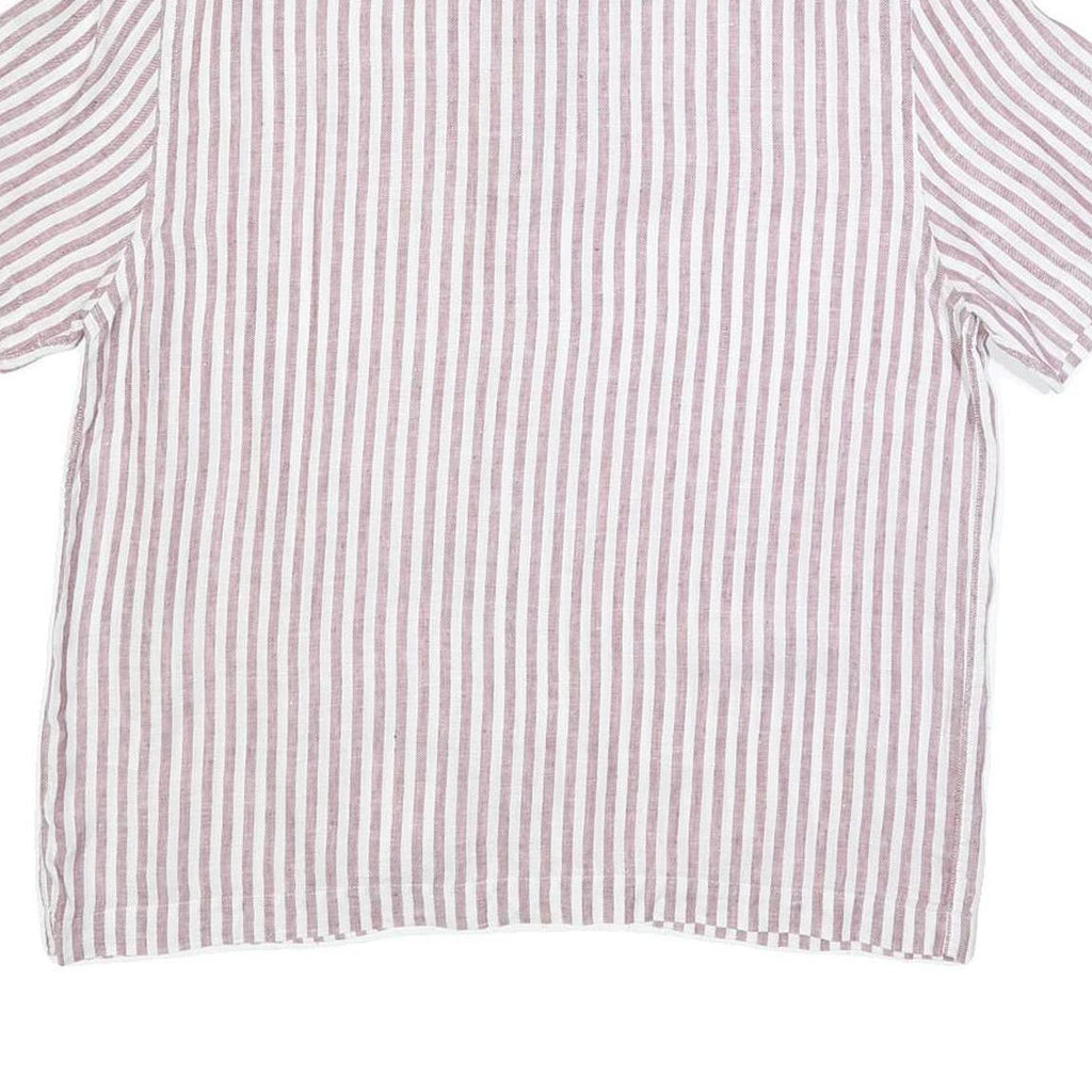 REISS Mens Pink & White Stripe Linen Shirt L Lightweight Summer Casual