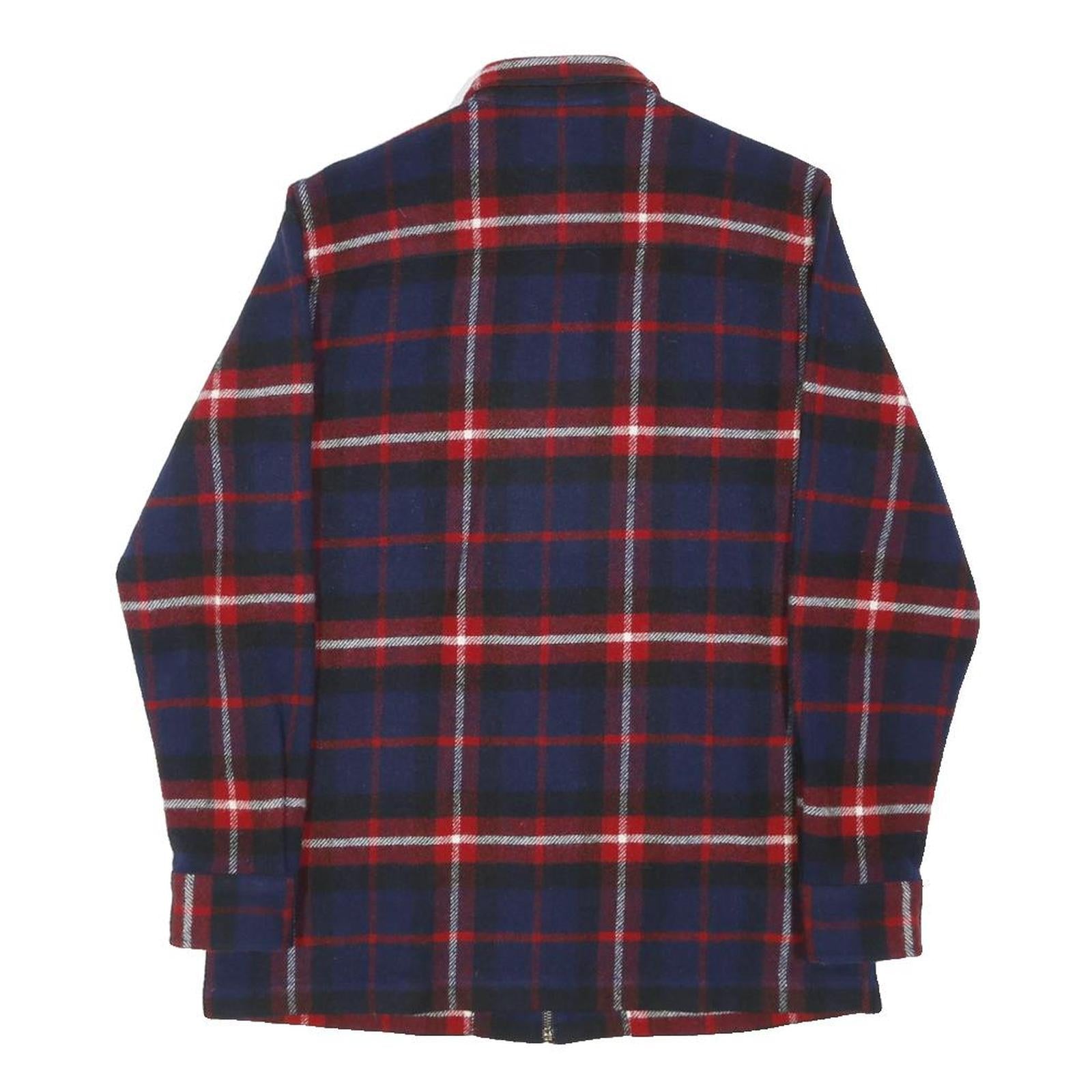 LAUREN RALPH LAUREN Womens Blue & Red Wool Zip Jacket S Check Classic
