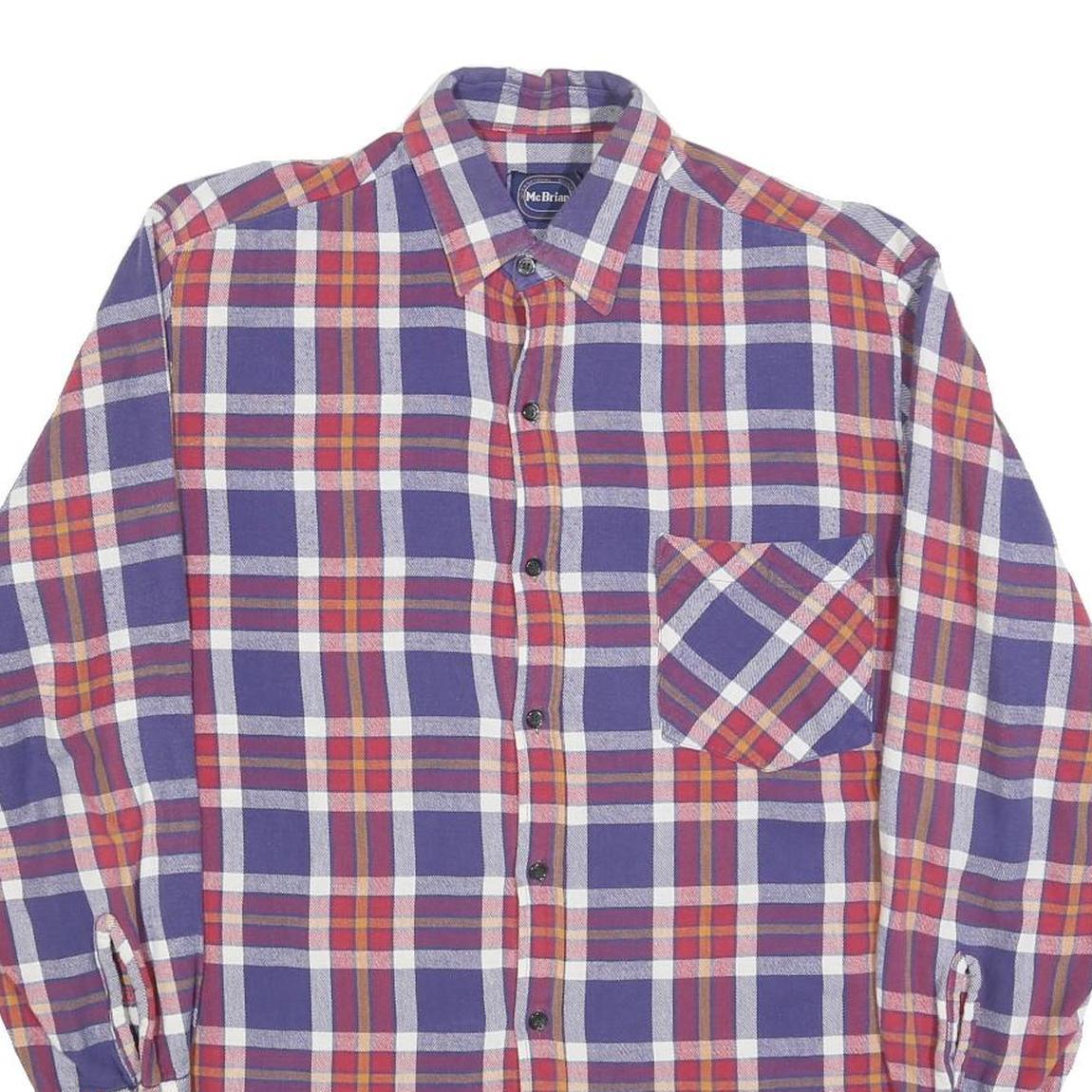 MCBRIAN Mens Purple & Red Check Shirt L Long Sleeve Cotton Blend Casual