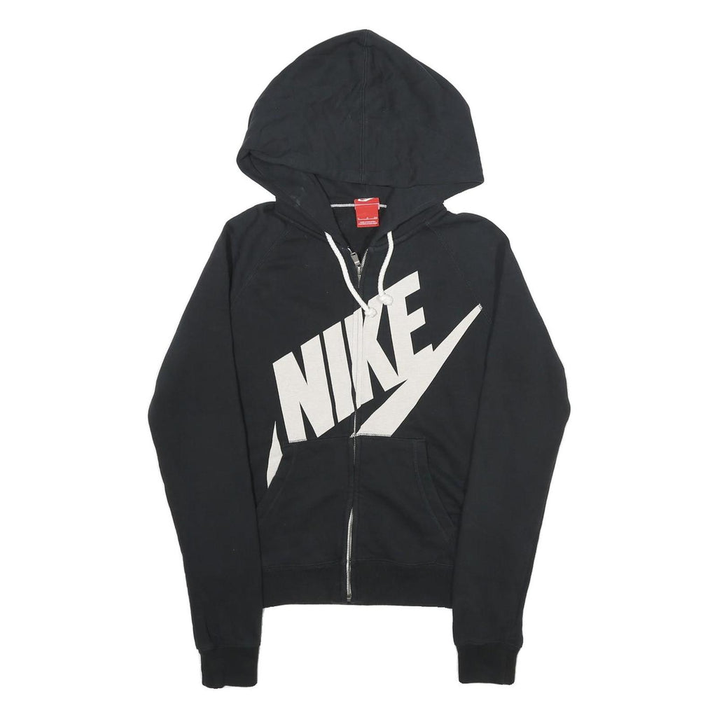 NIKE Womens Black Hoodie S Full Zip Cotton Blend Casual Sports Sweatshirt