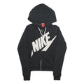 NIKE Womens Black Hoodie S Full Zip Cotton Blend Casual Sports Sweatshirt