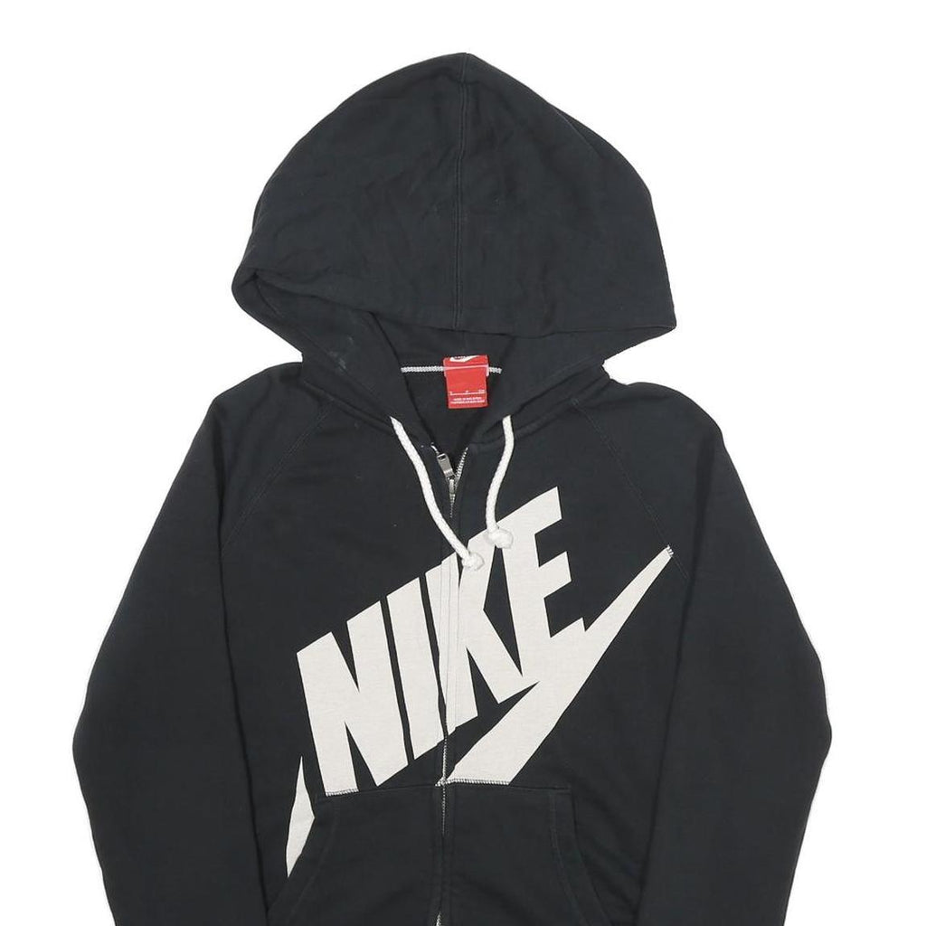 NIKE Womens Black Hoodie S Full Zip Cotton Blend Casual Sports Sweatshirt