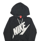 NIKE Womens Black Hoodie S Full Zip Cotton Blend Casual Sports Sweatshirt