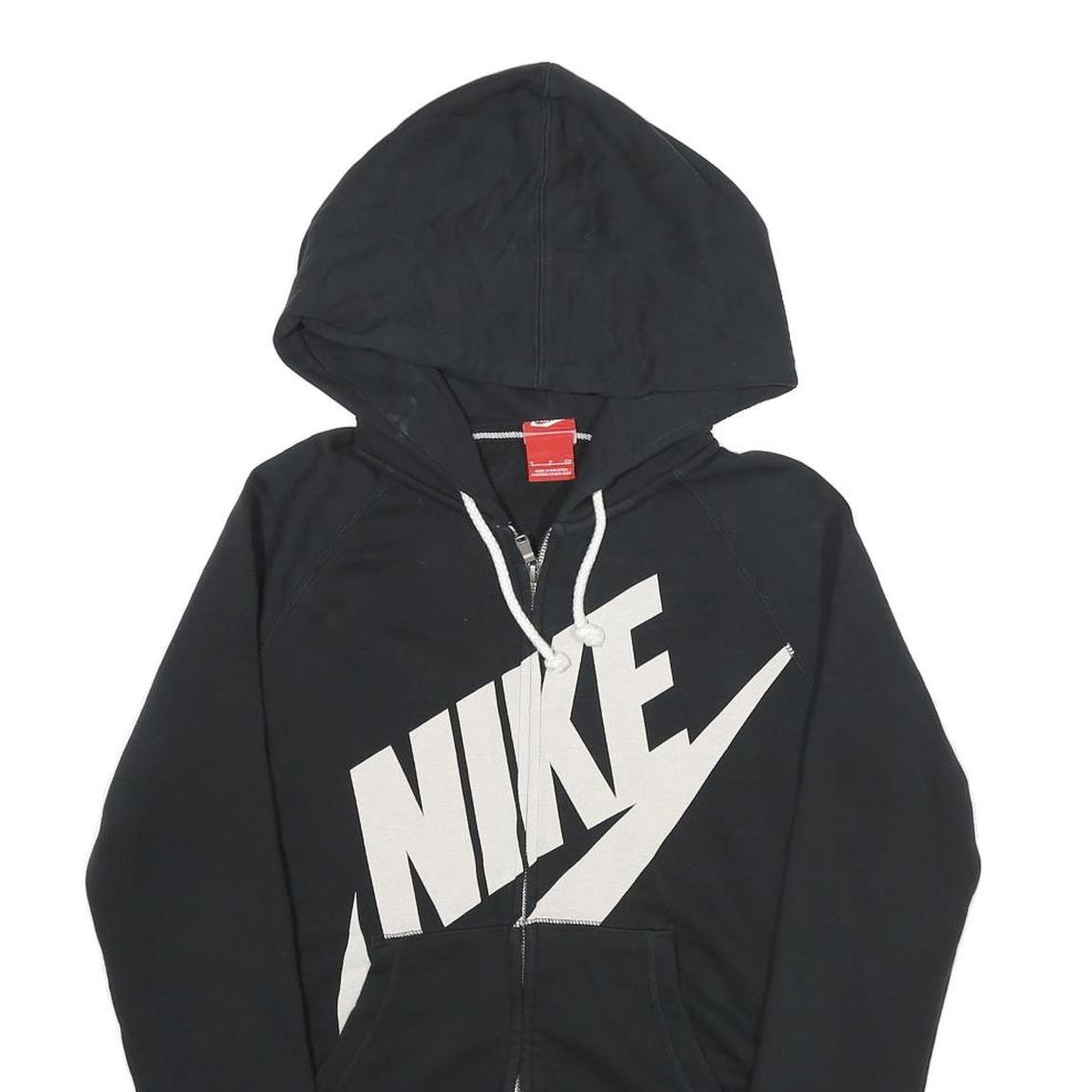 NIKE Womens Black Hoodie S Full Zip Cotton Blend Casual Sports Sweatshirt