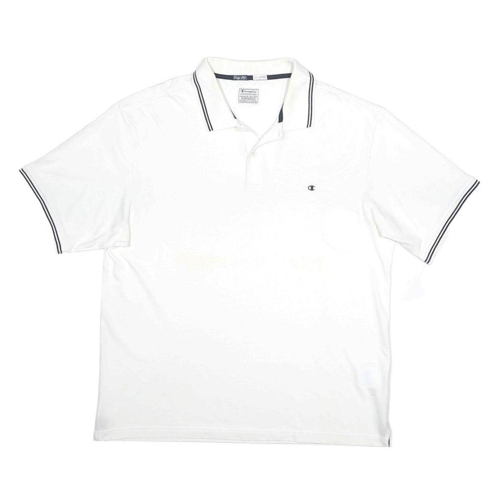 CHAMPION Mens White Polo Shirt 2XL Cotton Blend Short Sleeve Classic Fit