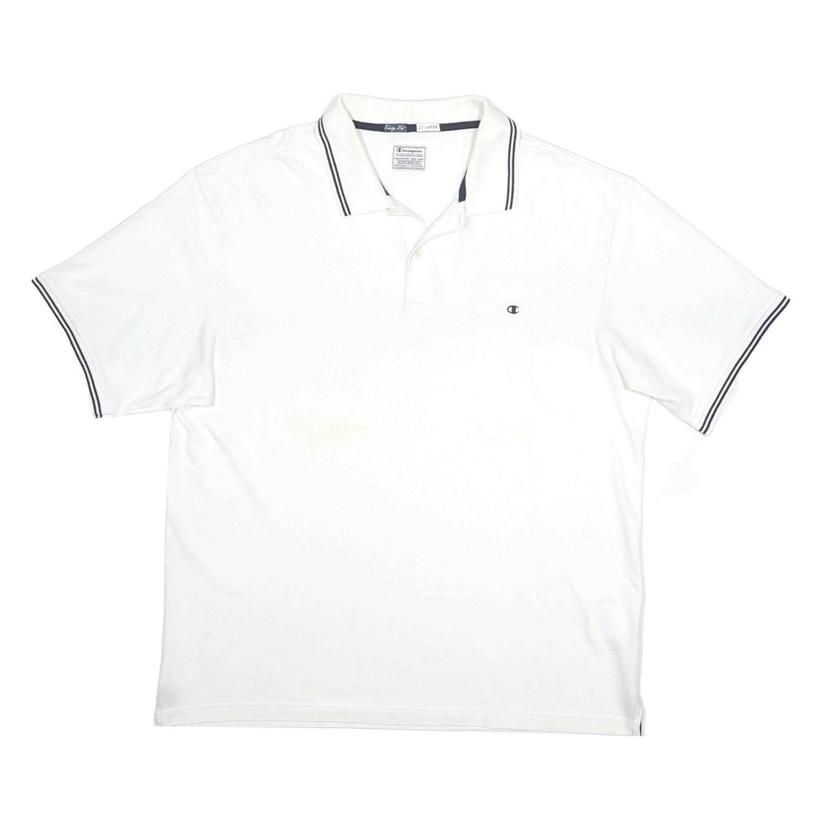 CHAMPION Mens White Polo Shirt 2XL Cotton Blend Short Sleeve Classic Fit