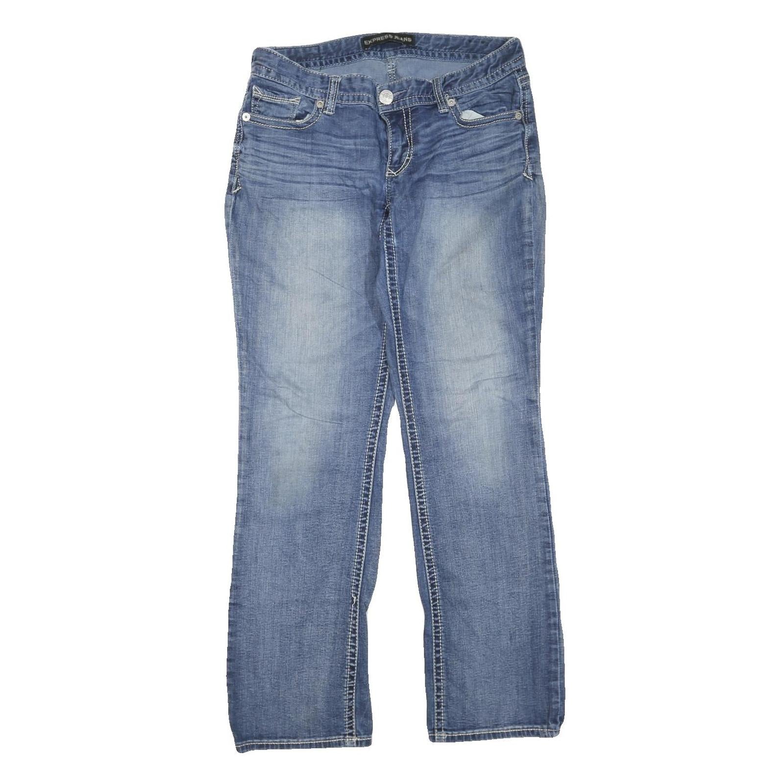 EXPRESS JEANS Womens Blue Regular Straight Denim Medium W32 L32 Classic Cotton