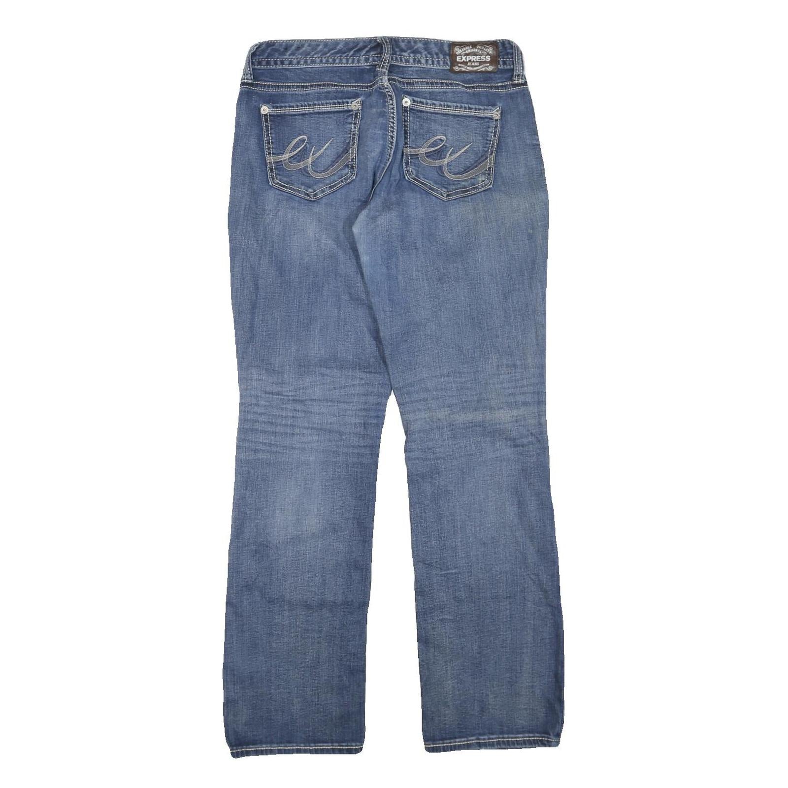 EXPRESS JEANS Womens Blue Regular Straight Denim Medium W32 L32 Classic Cotton