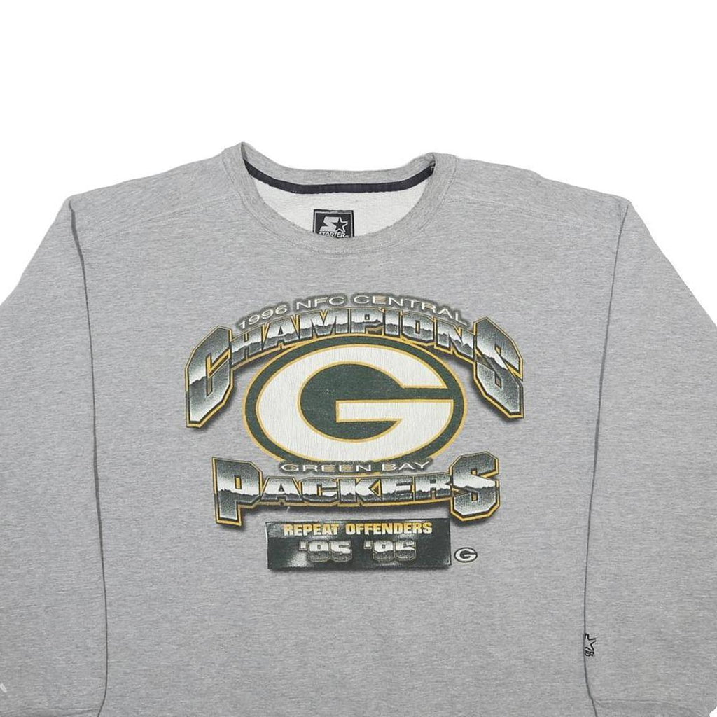 STARTER Mens Grey Green Bay Packers Crew Neck XL NFL Football Sweatshirt