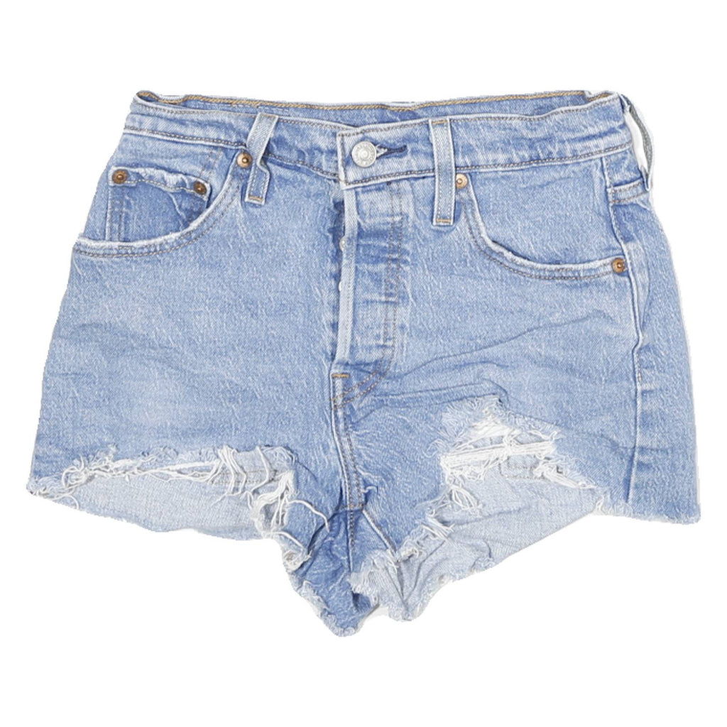 LEVI'S Womens Shorts Blue Denim Cut-Off S W24 Raw Edge Distressed Casual