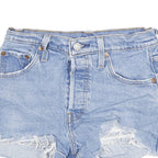 LEVI'S Womens Shorts Blue Denim Cut-Off S W24 Raw Edge Distressed Casual
