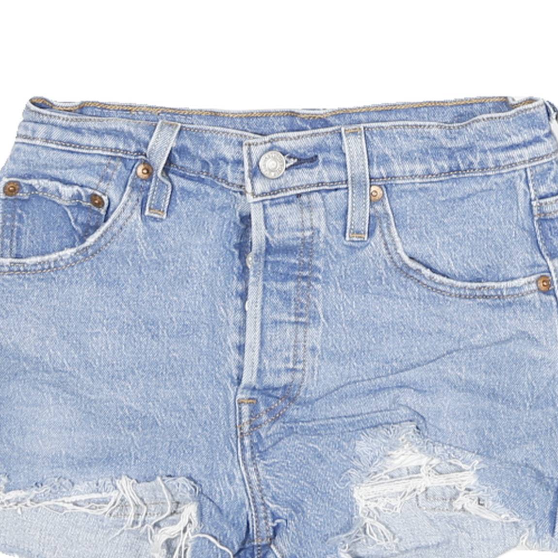 LEVI'S Womens Shorts Blue Denim Cut-Off S W24 Raw Edge Distressed Casual