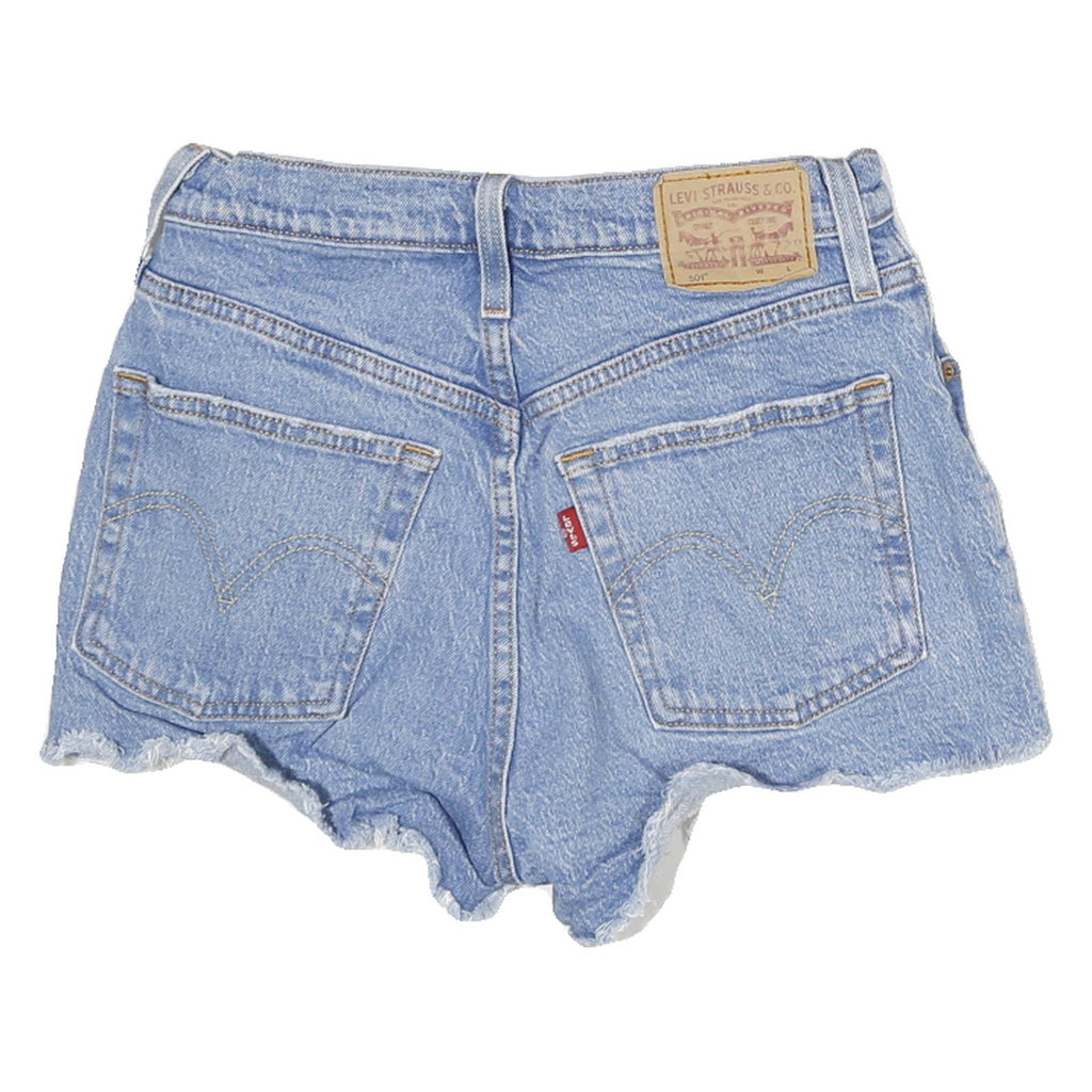 LEVI'S Womens Shorts Blue Denim Cut-Off S W24 Raw Edge Distressed Casual