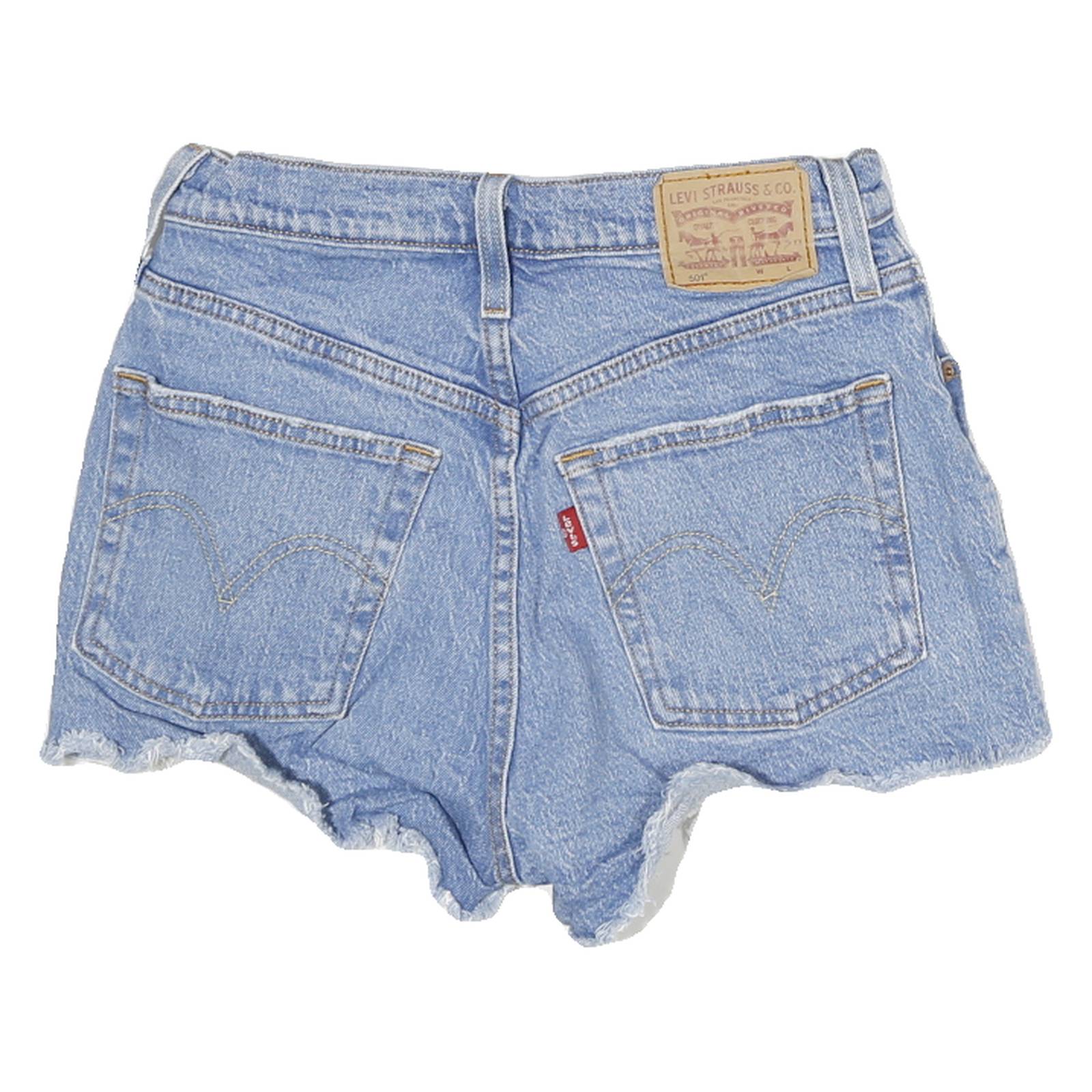 LEVI'S Womens Shorts Blue Denim Cut-Off S W24 Raw Edge Distressed Casual