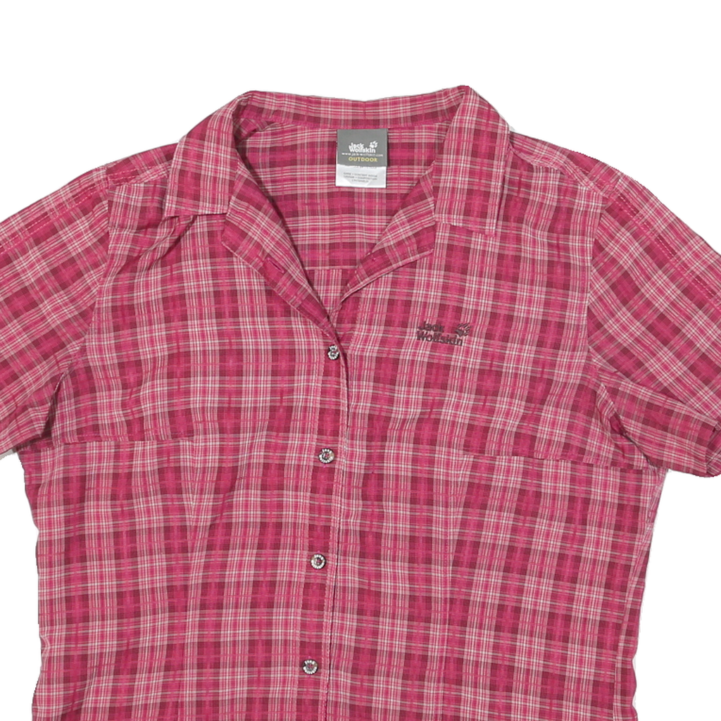 JACK WOLFSKIN Womens Pink Plaid Shirt L Lightweight Breathable Outdoor Style