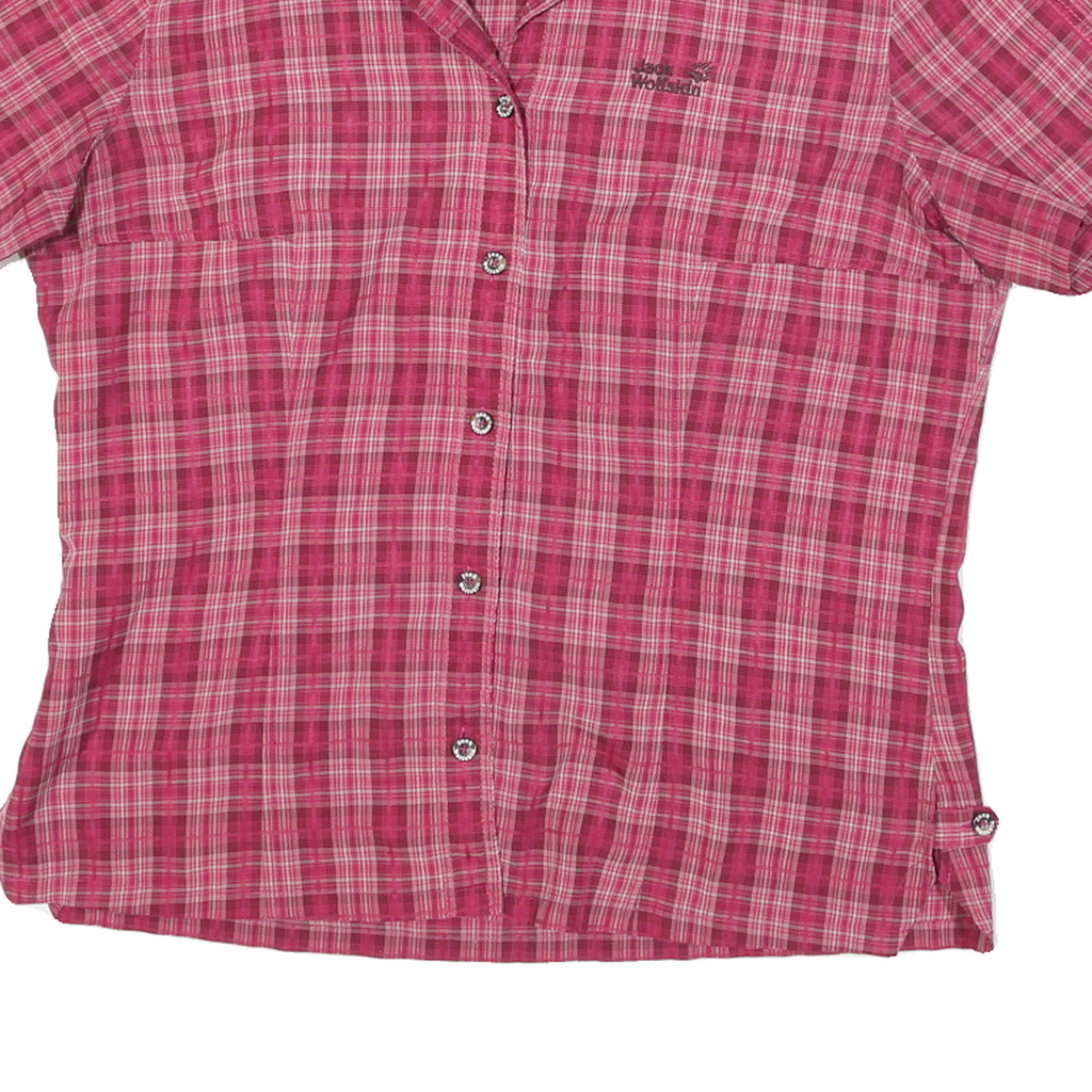 JACK WOLFSKIN Womens Pink Plaid Shirt L Lightweight Breathable Outdoor Style