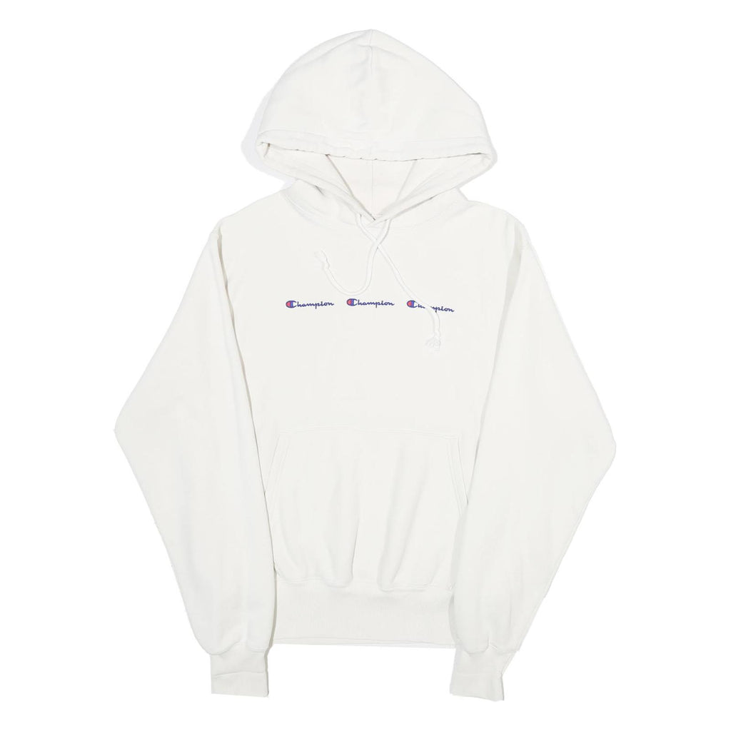 CHAMPION REVERSE WEAVE Mens White Hoodie M Cotton Blend Pullover Hooded