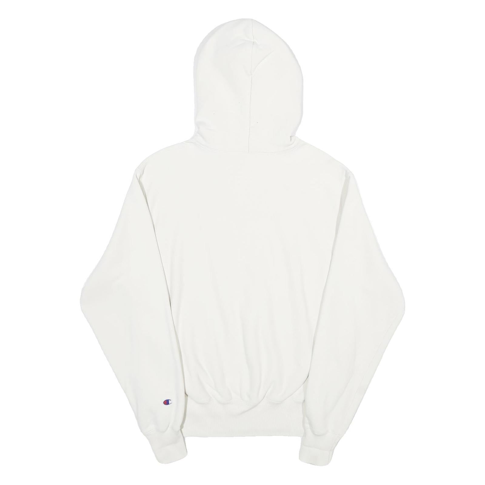 CHAMPION REVERSE WEAVE Mens White Hoodie M Cotton Blend Pullover Hooded