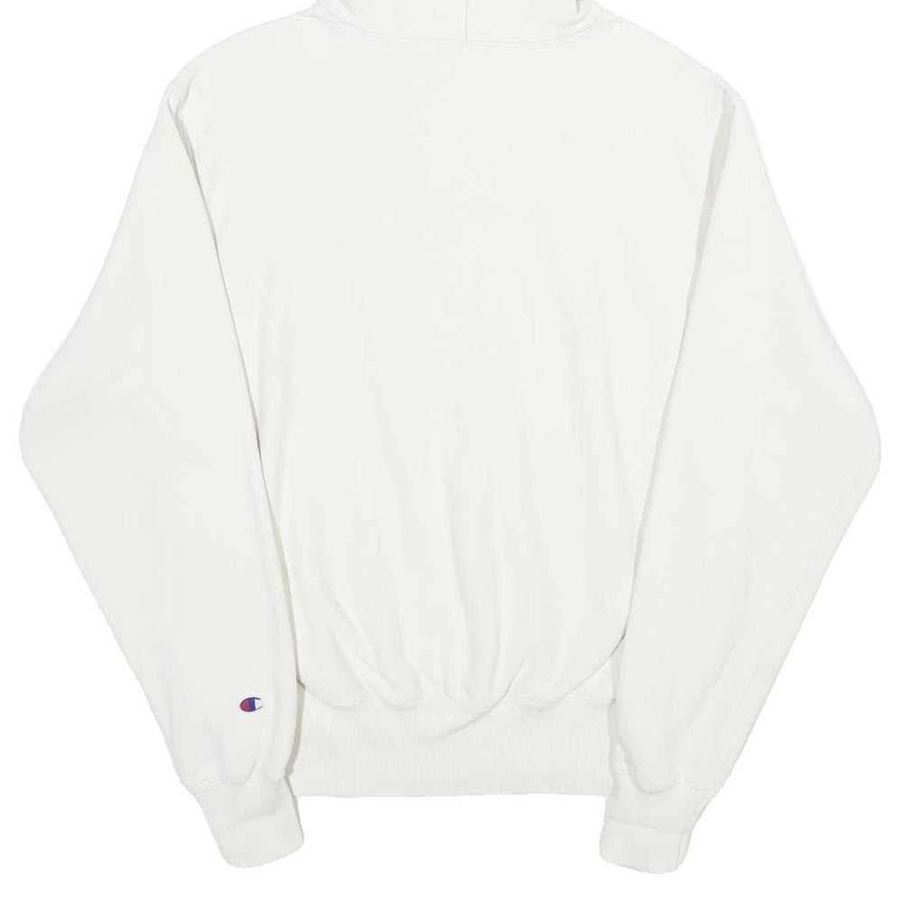 CHAMPION REVERSE WEAVE Mens White Hoodie M Cotton Blend Pullover Hooded