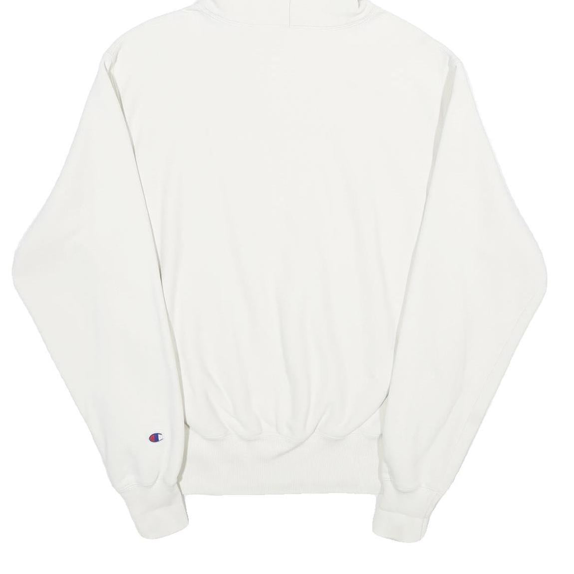 CHAMPION REVERSE WEAVE Mens White Hoodie M Cotton Blend Pullover Hooded