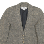 CARLISLE Womens Beige & Black Wool Checked Button Jacket M Woven Classic
