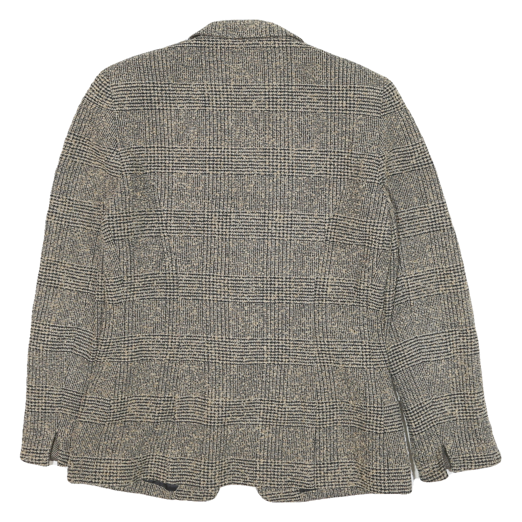 CARLISLE Womens Beige & Black Wool Checked Button Jacket M Woven Classic