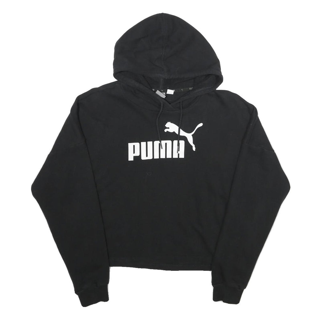 PUMA Womens Black Hoodie L Cotton Blend Pullover Hooded Sweatshirt