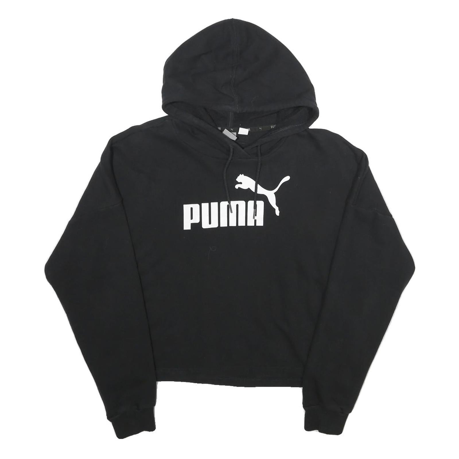 PUMA Womens Black Hoodie L Cotton Blend Pullover Hooded Sweatshirt