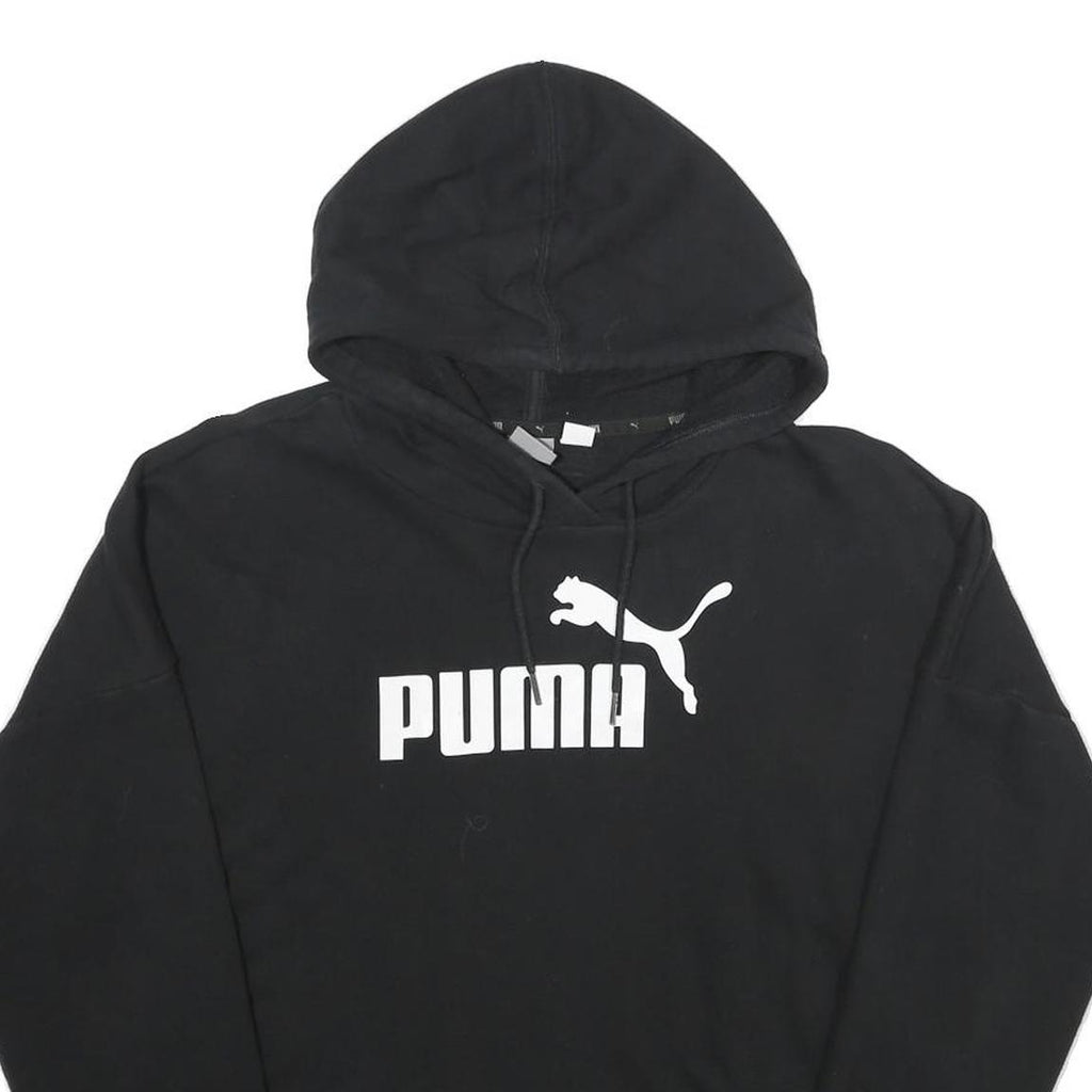 PUMA Womens Black Hoodie L Cotton Blend Pullover Hooded Sweatshirt