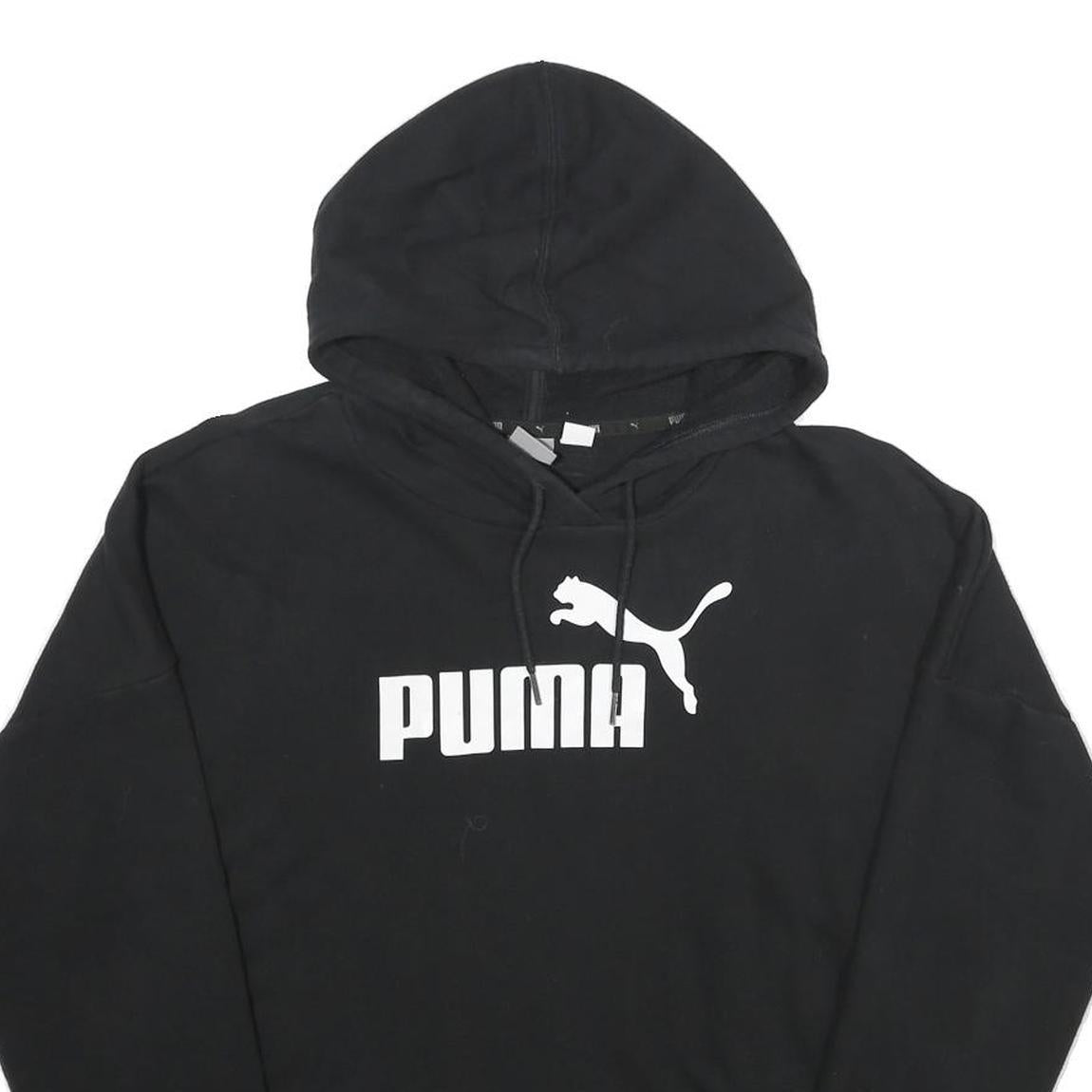 PUMA Womens Black Hoodie L Cotton Blend Pullover Hooded Sweatshirt
