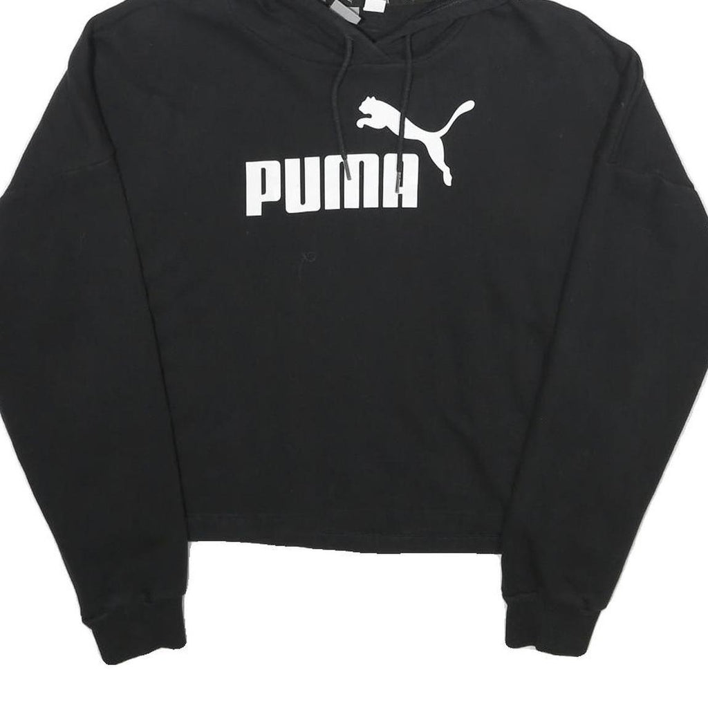 PUMA Womens Black Hoodie L Cotton Blend Pullover Hooded Sweatshirt
