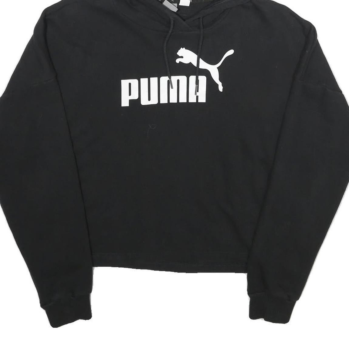 PUMA Womens Black Hoodie L Cotton Blend Pullover Hooded Sweatshirt