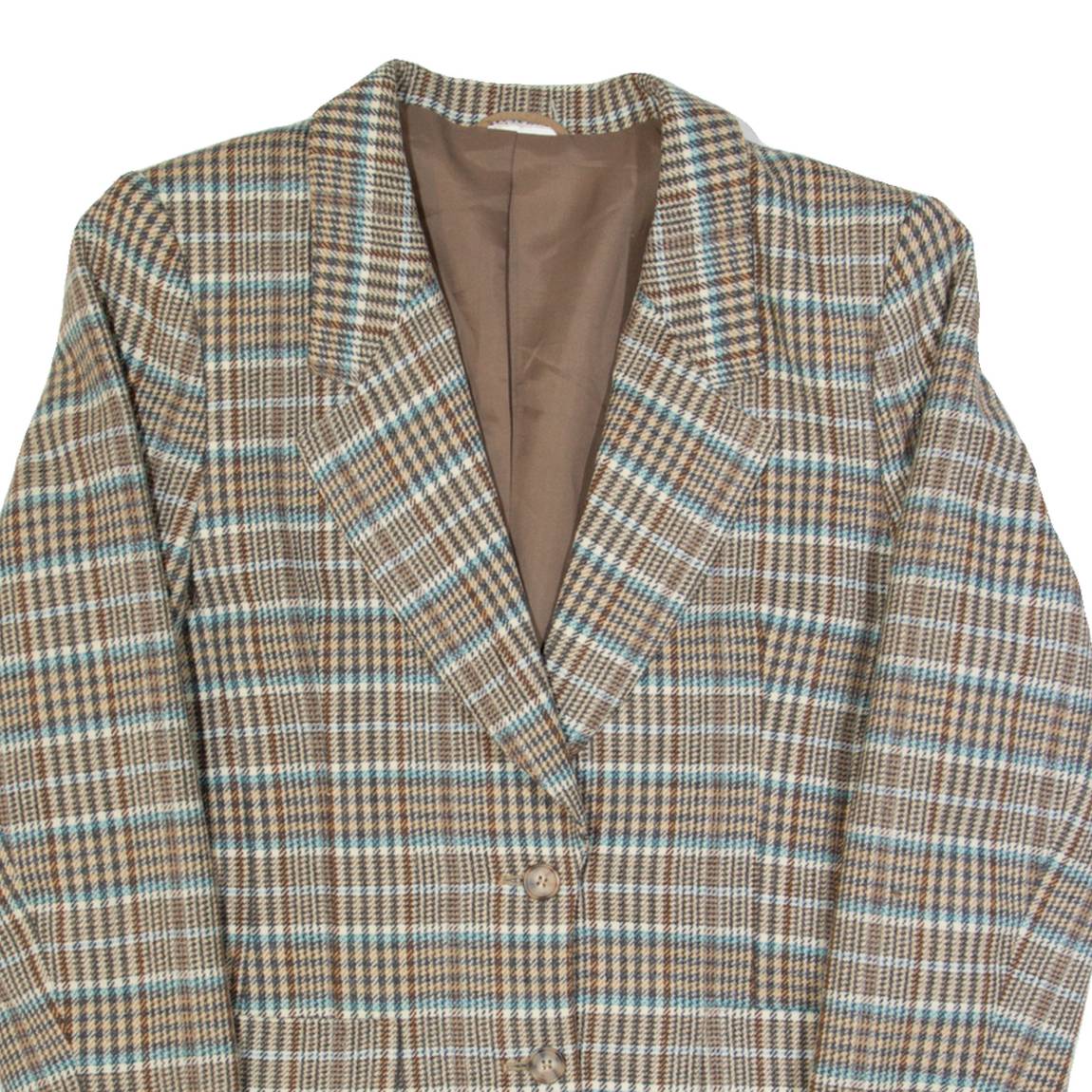 ALEXON Womens Blazer Jacket Brown Wool 90s Check M