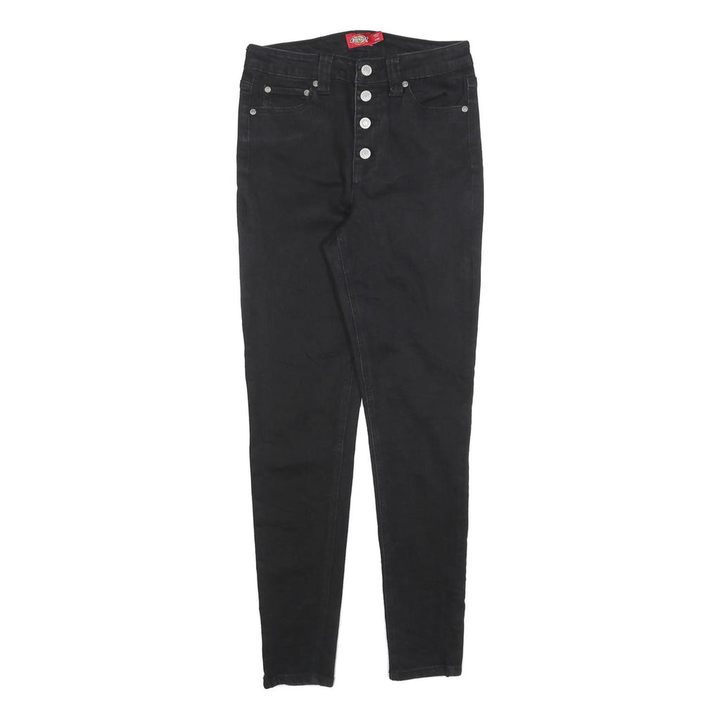 DICKIES Womens Slim Black Jeans Cotton Blend Button W26 L26 Stylish