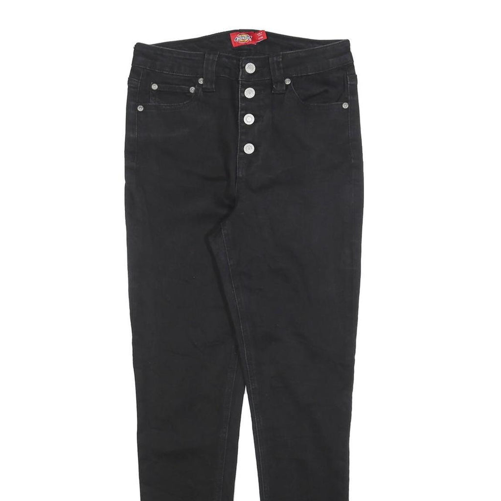 DICKIES Womens Slim Black Jeans Cotton Blend Button W26 L26 Stylish