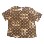 FASHION ATTITUDES Womens Printed Top Brown Crazy Pattern M