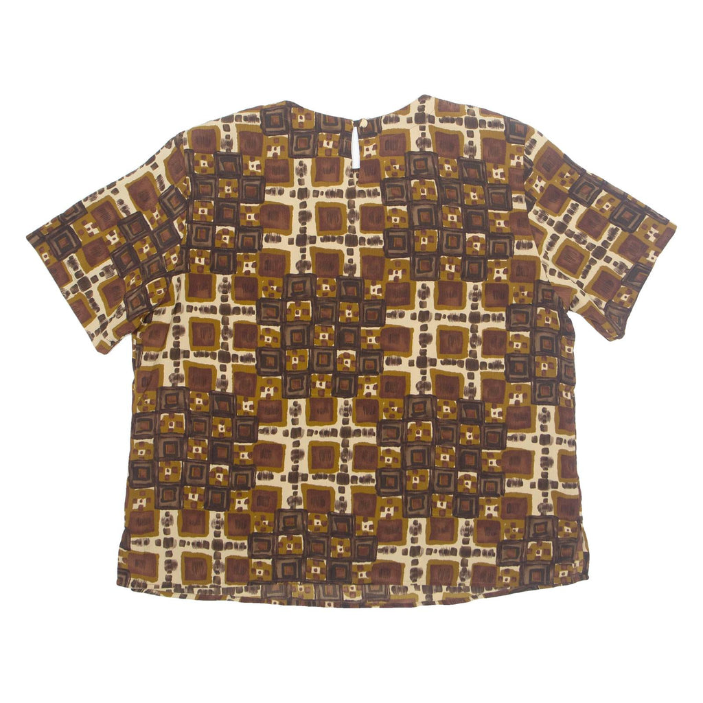 FASHION ATTITUDES Womens Printed Top Brown Crazy Pattern M