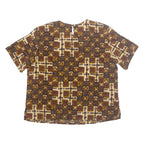 FASHION ATTITUDES Womens Printed Top Brown Crazy Pattern M