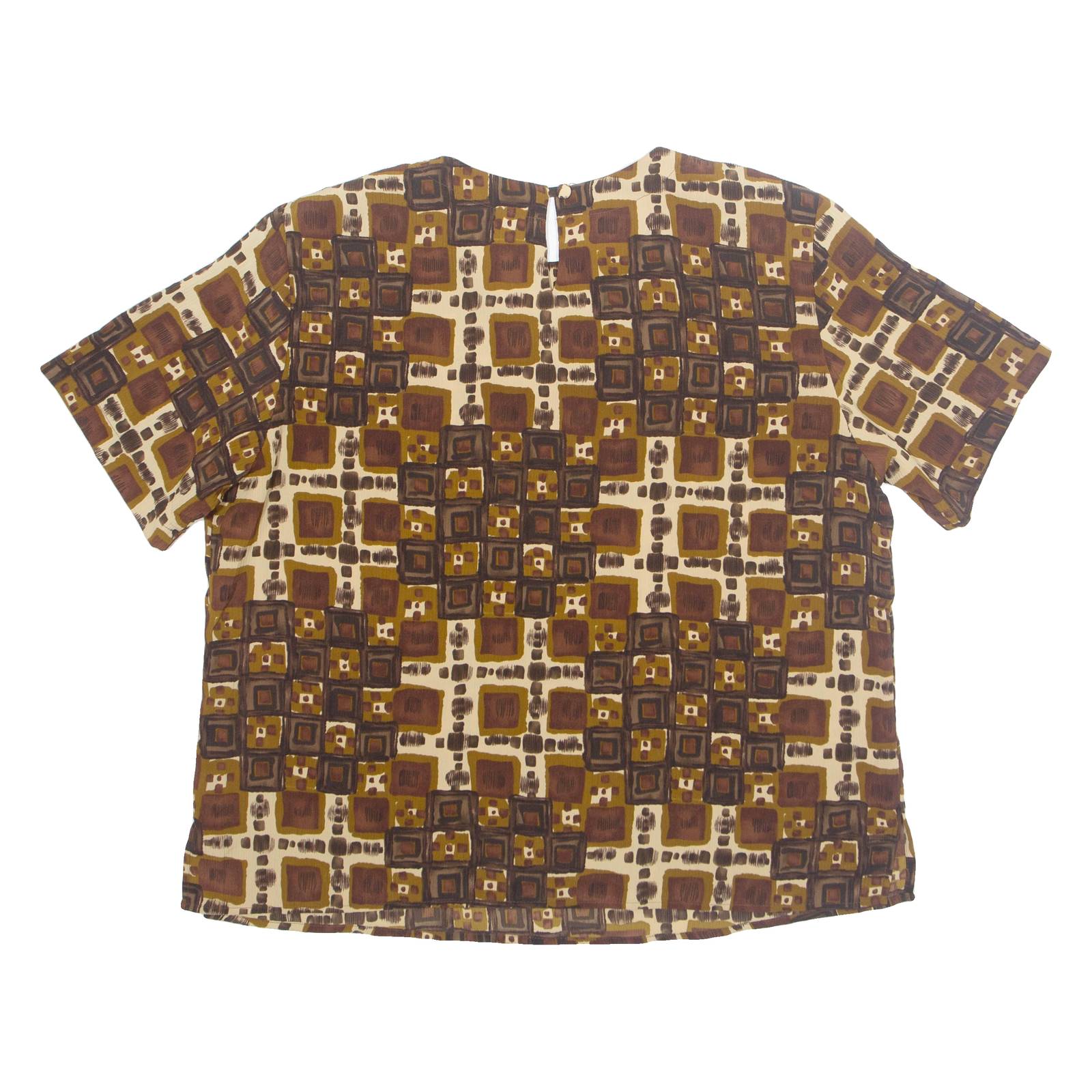 FASHION ATTITUDES Womens Printed Top Brown Crazy Pattern M