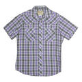 WRANGLER Mens Purple & Grey Check Shirt L Western Style Short Sleeve Cotton
