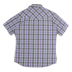 WRANGLER Mens Purple & Grey Check Shirt L Western Style Short Sleeve Cotton