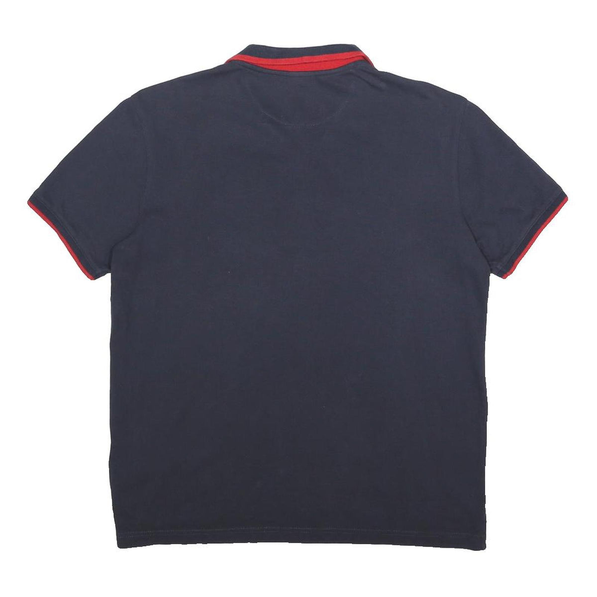CHAMPION Mens Navy Blue Red Logo Short Sleeve Polo Shirt S Casual Classic Fit